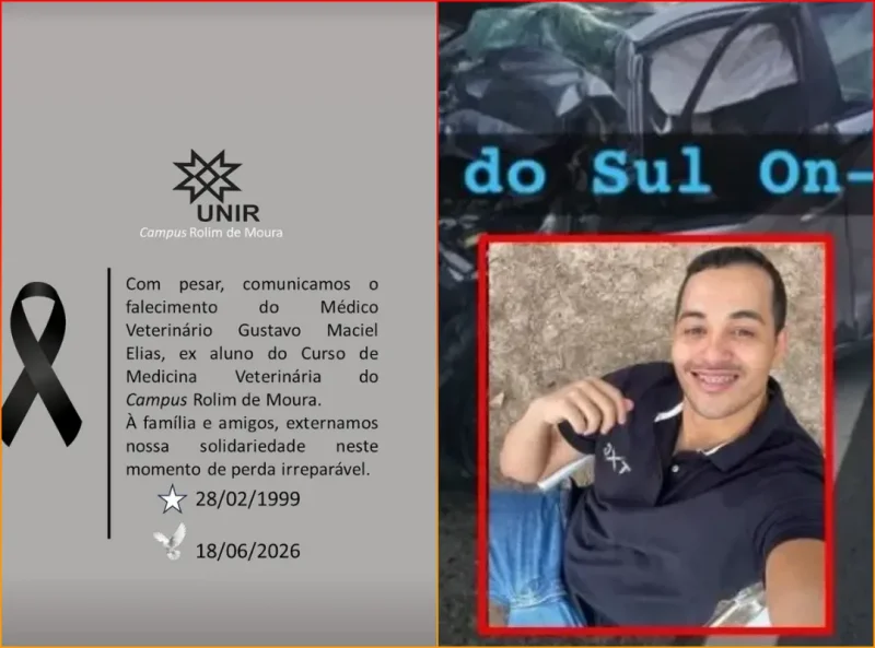 UNIR emite nota de pesar pela morte de jovem de Rolim de Moura após acidente na BR-364
