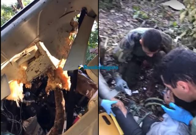 Vídeo mostra socorro a pilotos em meio aos destroços de avião no Mato Grosso
