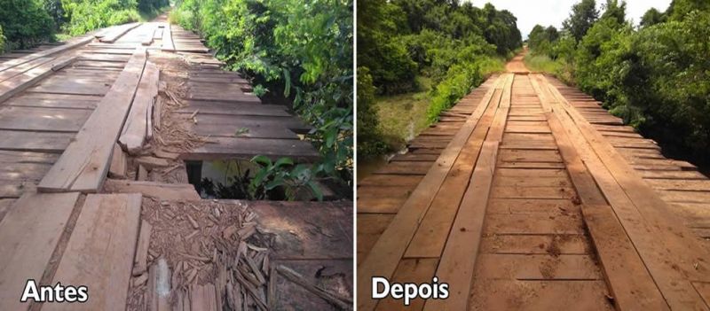 Prefeitura de Rolim de Moura recupera mais uma ponte na linha 176 norte