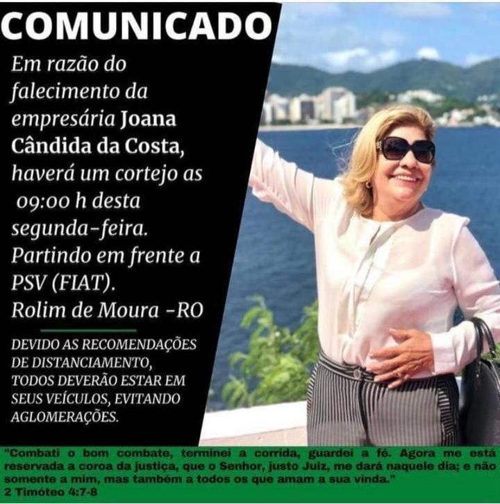 Rolim: Família comunica que cortejo de Joana Cândido será amanhã 