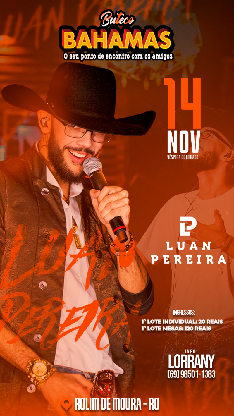 Luan Pereira confirma shows em Rolim De Moura e Alta Floresta em novembro