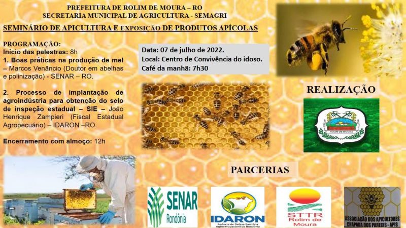 Secretaria de Agricultura de Rolim de Moura realizará Seminário e Exposição sobre Apicultura