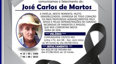 Nota de falecimento: José Carlos de Martos