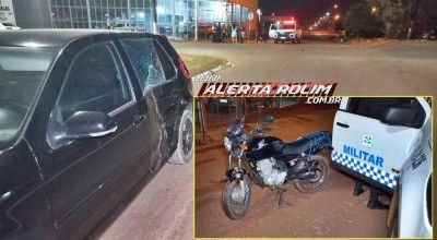 Motociclista que trabalhava como delivery sofreu acidente ao ser atingido por carro no bairro Centenário em Rolim de Moura