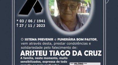 Nota de falecimento: Aristeu TIago da Cruz 