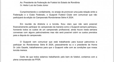 Guaporé desiste de participar do Campeonato Rondoniense 2024