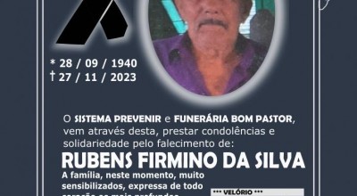 Nota de falecimento pela morte de Rubens Firmino da Silva