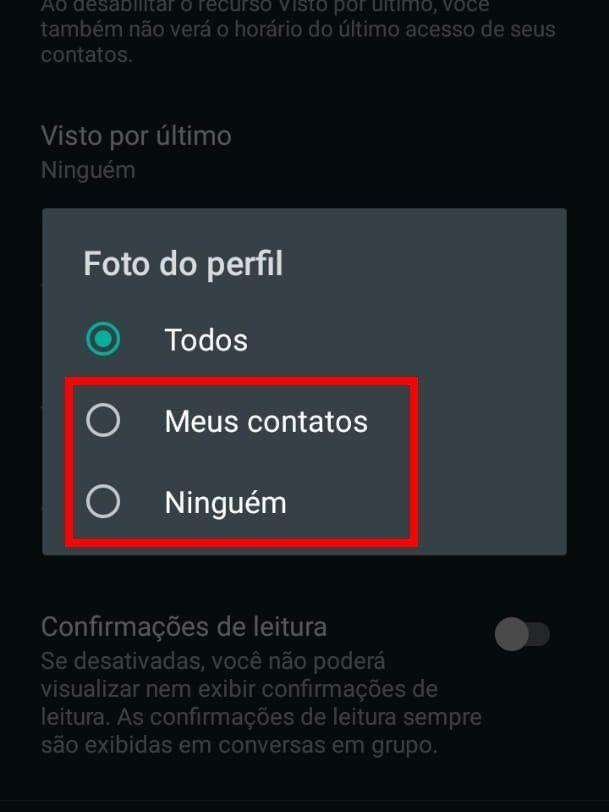 Como ocultar sua foto de perfil no WhatsApp