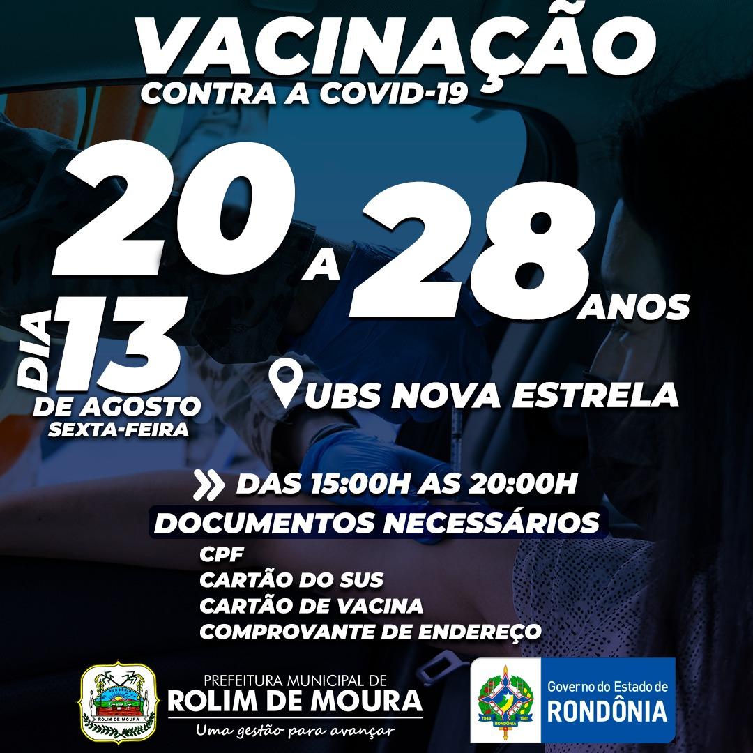 COVID-19: Drive-Thru vai vacinar população rolimourense de 20 a 28 anos na sexta-feira