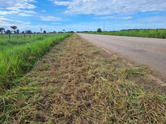 DER realiza serviços de roçagem mecanizada na Rodovia-479, que interliga Rolim de Moura à BR-364