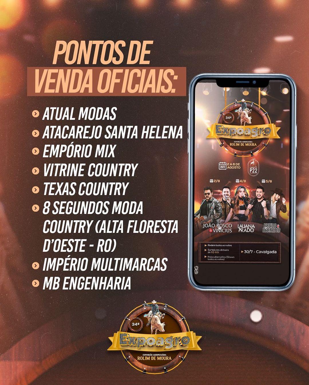 Confira os pontos de venda de passaportes para a 34ª Expoagro de Rolim de Moura Confira os pontos de venda de passaportes para a 34ª Expoagro de Rolim de Moura
