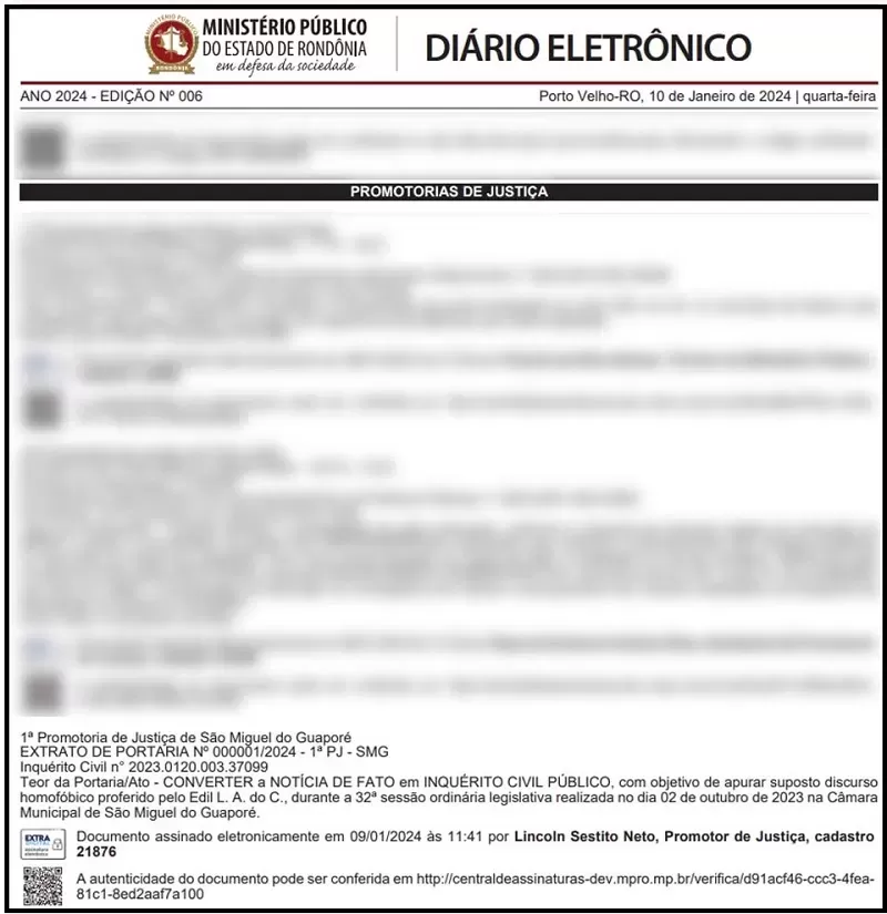 MP instaura inquérito contra vereador de RO que disse em sessão: ‘‘sou contra gays e lésbicas’ MP instaura inquérito contra vereador de RO que disse em sessão: ‘‘sou contra gays e lésbicas’
