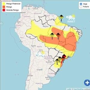 Inmet emite alerta de perigo devido a fortes chuvas em nove estados e no Distrito Federal Inmet emite alerta de perigo devido a fortes chuvas em nove estados e no Distrito Federal