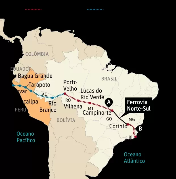 China quer construir ferrovia transoceânica no Brasil, ligando Rio de Janeiro ao Peru, passando por Rondônia China quer construir ferrovia transoceânica no Brasil, ligando Rio de Janeiro ao Peru, passando por Rondônia