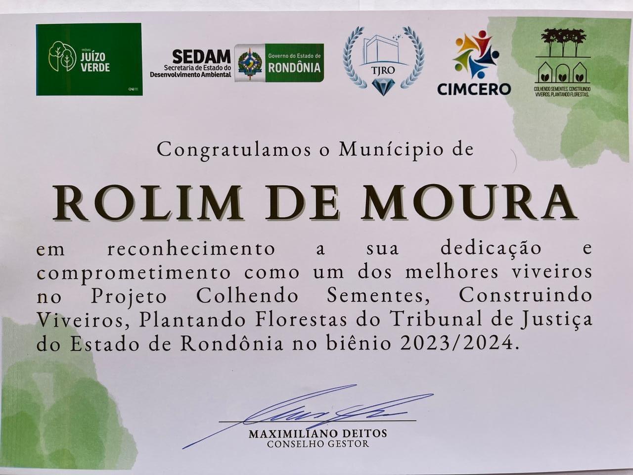 Viveiro de Rolim de Moura é destaque no projeto “Colhendo Sementes, Construindo Viveiros Plantando Florestas” Viveiro de Rolim de Moura é destaque no projeto “Colhendo Sementes, Construindo Viveiros Plantando Florestas”