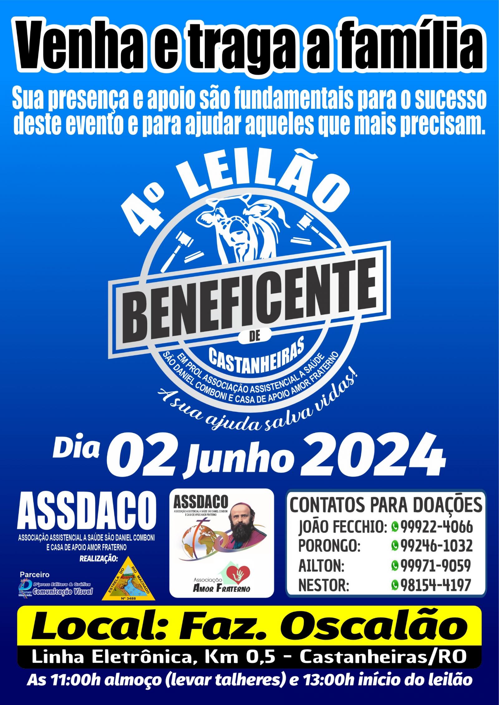 ASSDACO se prepara para mais um leilão solidário em Castanheiras