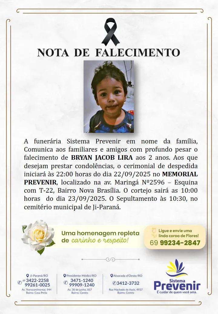 Fatalidade: Bebê de 2 anos morre após ser atropelado por táxi em Ji-Paraná Fatalidade: Bebê de 2 anos morre após ser atropelado por táxi em Ji-Paraná