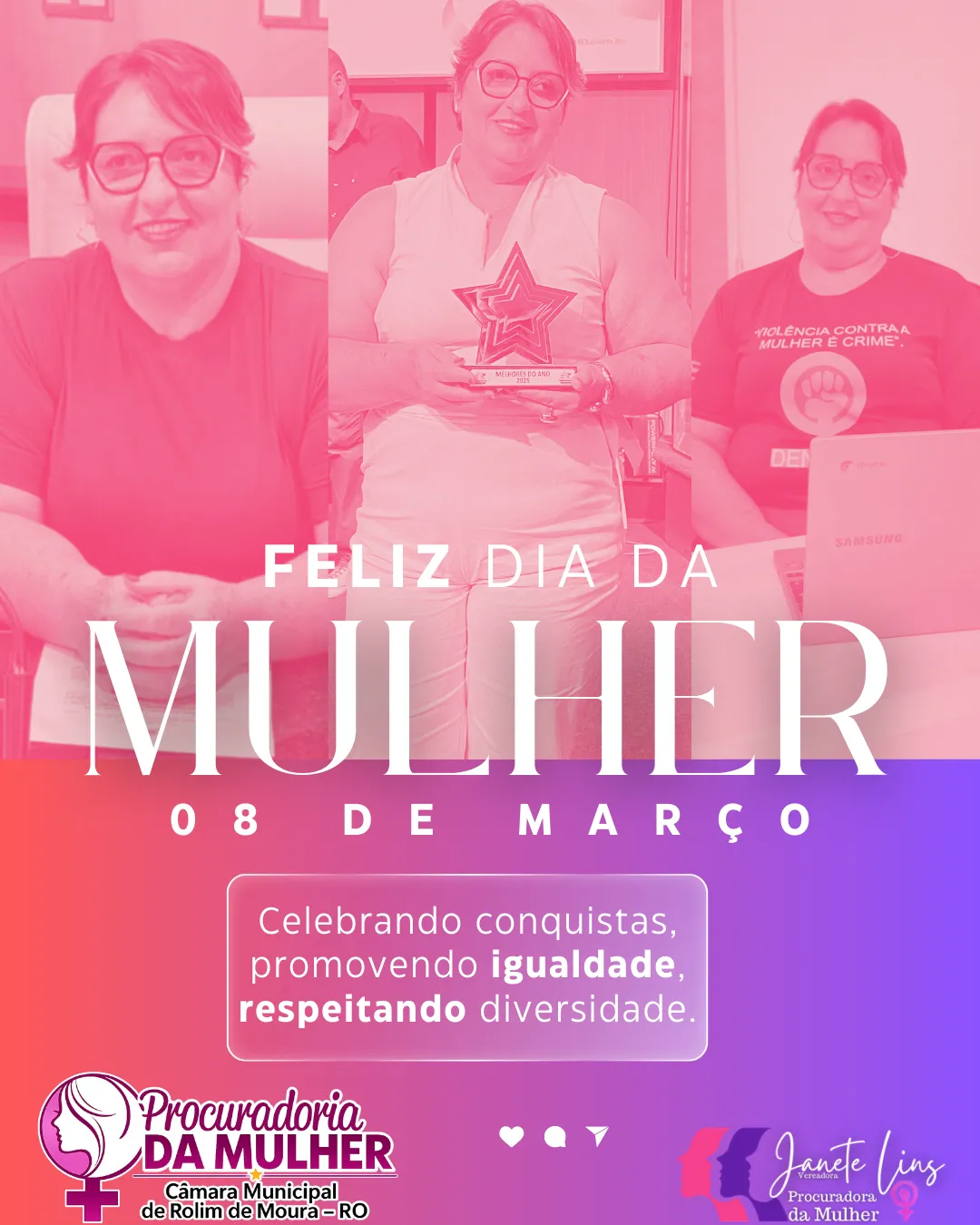 Procuradoria da Mulher da Câmara de Rolim de Moura presta homenagem ao Dia Internacional da Mulher Procuradoria da Mulher da Câmara de Rolim de Moura presta homenagem ao Dia Internacional da Mulher