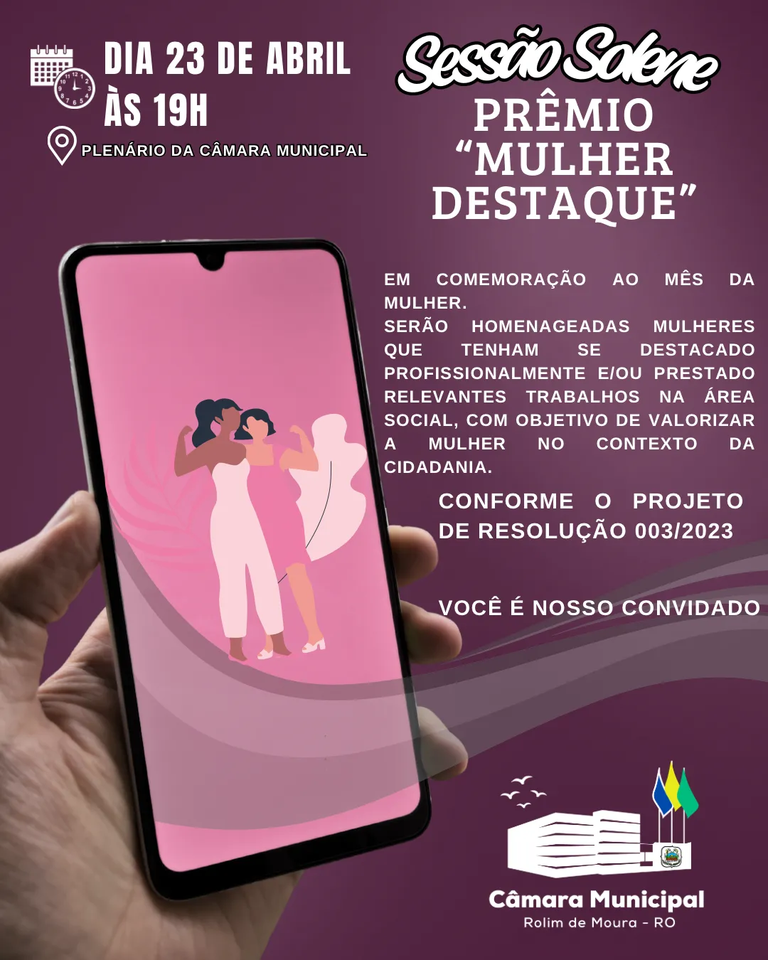 Câmara Municipal promove Sessão Solene “Prêmio Mulher Destaque” Câmara Municipal promove Sessão Solene “Prêmio Mulher Destaque”
