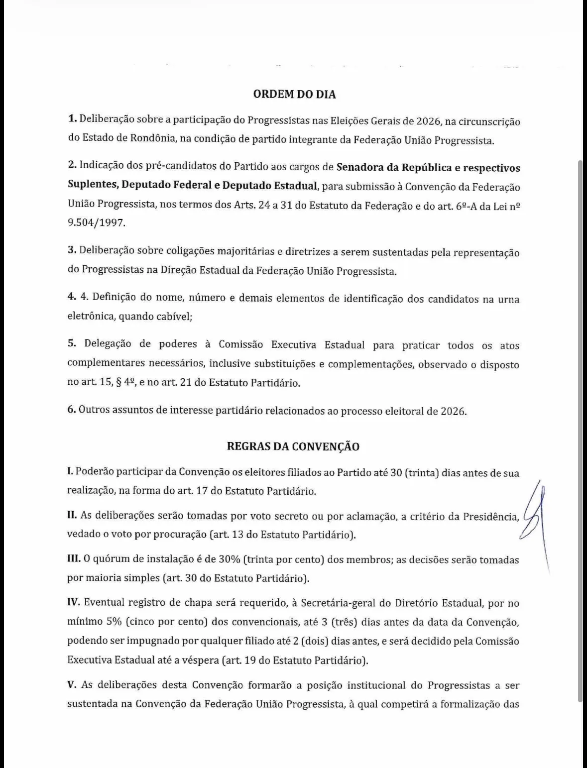 EDITAL DE CONVOCAÇÃO CONVENÇÃO ESTADUAL - ELEIÇÕES GERAIS 2026