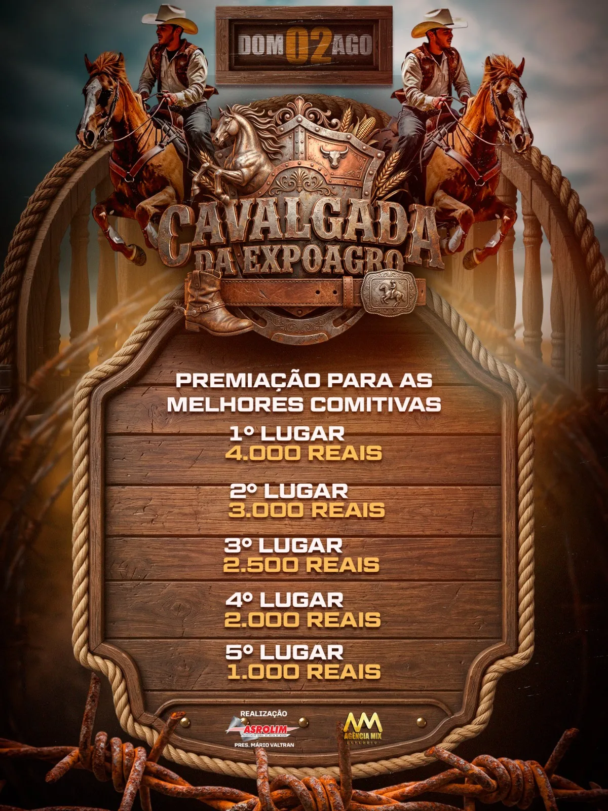 Cavalgada da 37ª Expoagro será neste domingo (2), com saída do Posto Mais, no Cidade Alta, em Rolim de Moura Cavalgada da 37ª Expoagro será neste domingo (2), com saída do Posto Mais, no Cidade Alta, em Rolim de Moura